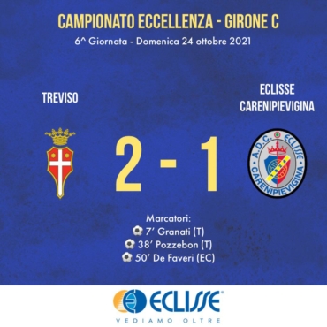 Eccellenza: Eclisse Carenipievigina sconfitta 2-1 nella trasferta di Treviso