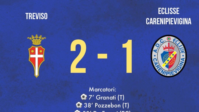 Eccellenza: Eclisse Carenipievigina sconfitta 2-1 nella trasferta di Treviso