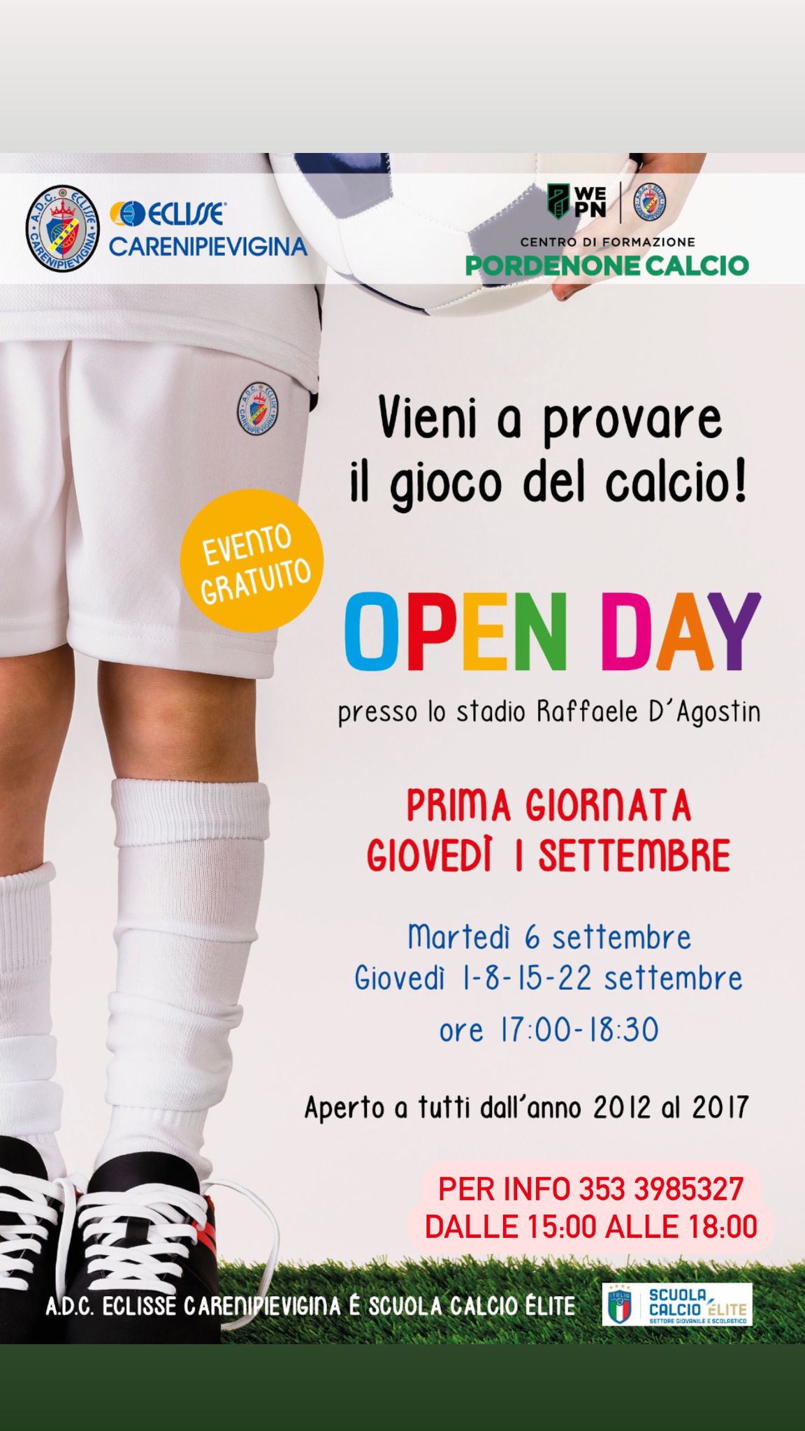 Open Day – Vieni a provare il gioco del calcio!